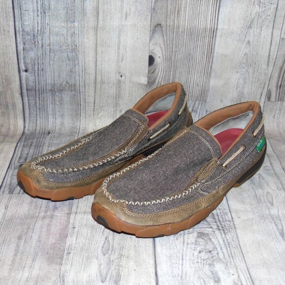 TWISTED X Slip On Gray Tweed Driving Moc Mens Size 12 M main image 6